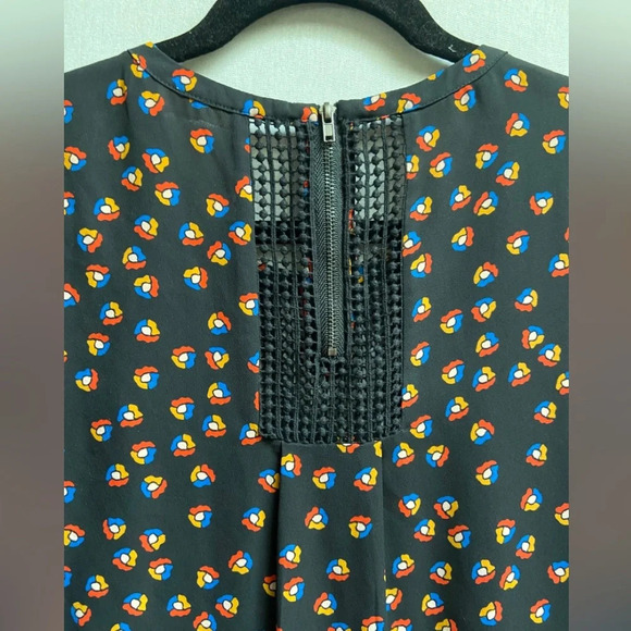 Anthropologie Meadow Rue Tunic Black Floral Fall Blouse Sz L - Picture 6 of 10